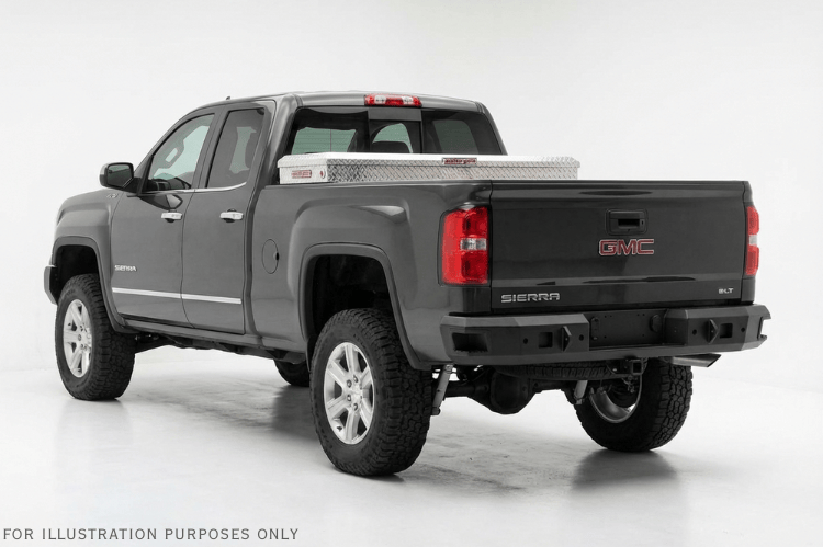 Secure your tools with truck saddle box 127-0-04 by Weather Guard on 2018-2026 GMC Sierra 1500, aluminum and clear finish