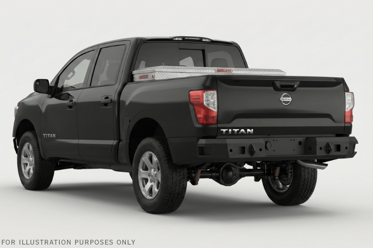 Heavy-duty truck saddle tool box 127-0-04 by Weather Guard for 2018–2024 Nissan Titan, aluminum design