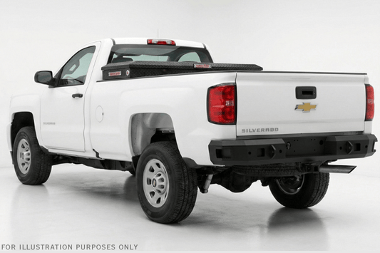 Matte black Weather Guard saddle tool box 127-52-04, 11 cu ft aluminum storage, fits 2018-2026 Chevy Silverado 2500HD/3500HD