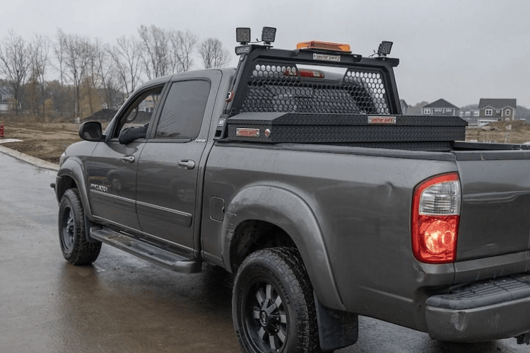 Weather Guard 127-52-04 saddle truck box, sleek aluminum tool box in textured matte black, 11 cu ft of rugged storage for Ram 1500
