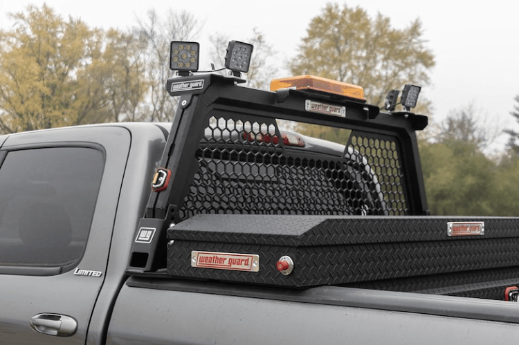 Weather Guard 127-52-04 saddle truck box, sleek aluminum tool box in textured matte black, 11 cu ft of rugged storage for Ram 1500