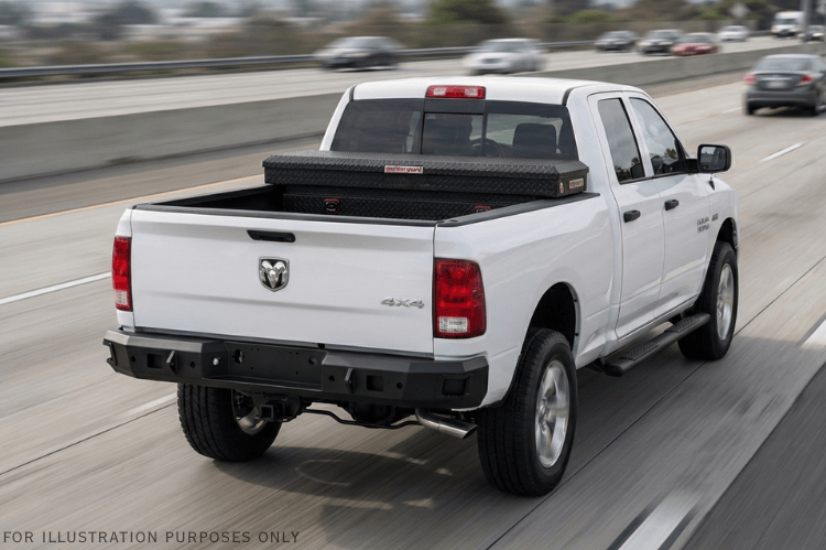 Weather Guard 127-52-04 saddle truck box, sleek aluminum tool box in textured matte black, 11 cu ft of rugged storage for Ram 1500