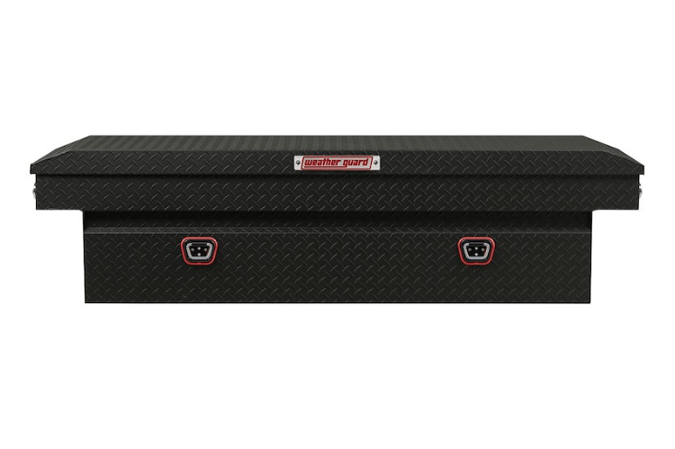 Textured matte black Weather Guard truck tool box 127-52-04, 11 cu ft aluminum saddle design, fits 2018-2024 Ram 2500/3500