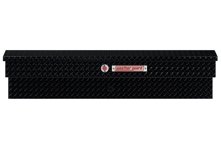 Weatherguard Side Tool Box 174-5-04 in sleek gloss black aluminum, 4 cu ft rugged storage for 2015-2026 Chevy Silverado 2500HD/3500HD