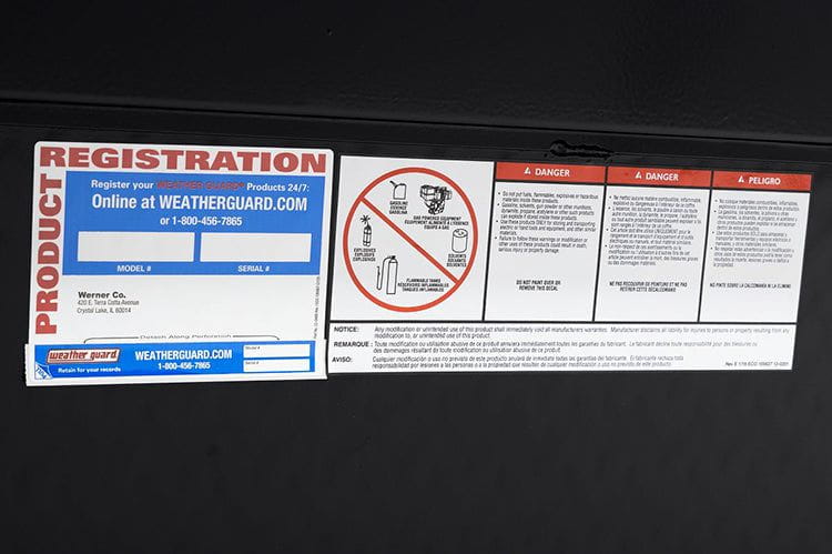 Weather Guard lo-side box 174-5-04 56in aluminum gloss black low-profile storage solution for 2015-2026 Ford F450 Superduty truck bed