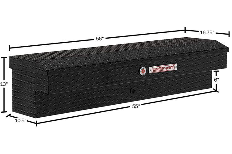 Weather Guard lo-side box 174-5-04 56in aluminum gloss black low-profile storage solution for 2015-2026 Ford F450 Superduty truck bed