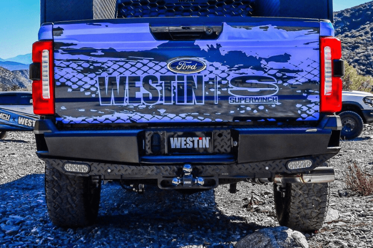 Westin 58-341205 HDX Bandit rear bumper in black finish for 2023–2025 Ford F250/F350 Superduty – durable rear truck bumper upgrade