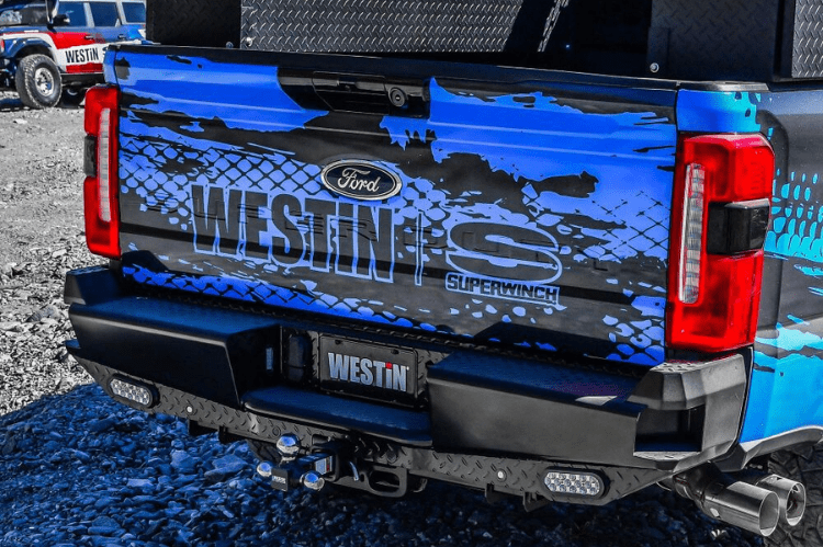 Westin 58-341205 HDX Bandit rear bumper in black finish for 2023–2025 Ford F250/F350 Superduty – durable rear truck bumper upgrade