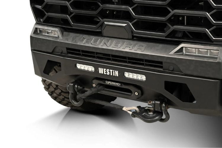 Westin Pro-Series Winch Mount Bumper 58-411285 for 2022-2026 Toyota Tundra, rugged Westin Pro Series front bumper for winch use