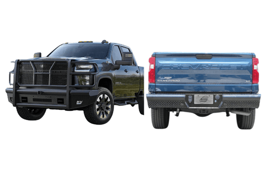 2023 Chevrolet Silverado 2500HD installed with Workhorse Kit featuring Steelcraft front and rear bumpers for premium durability and elevated strength.