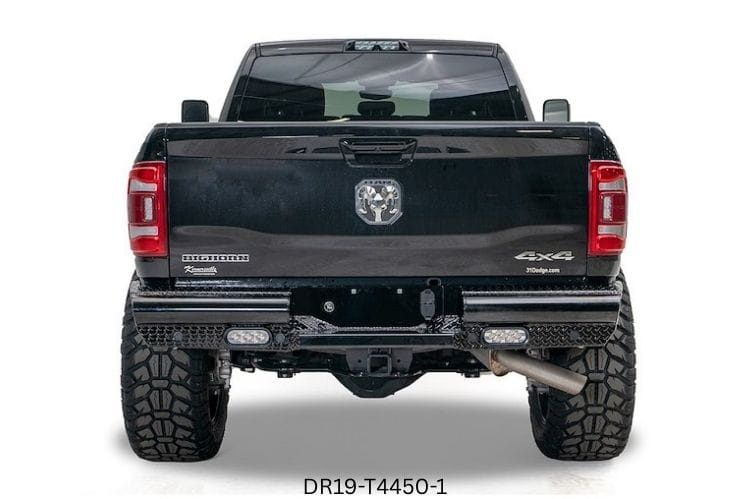 2024 Ram 2500 bumper Workhorse kit featuring Fab Fours Black Steel front and rear bumpers for bold off-road style
