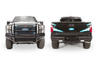 Front and rear bumpers Fab Fours Workhorse kit with Black Steel protection for 2004 Ford F250 Super Duty rugged work truck