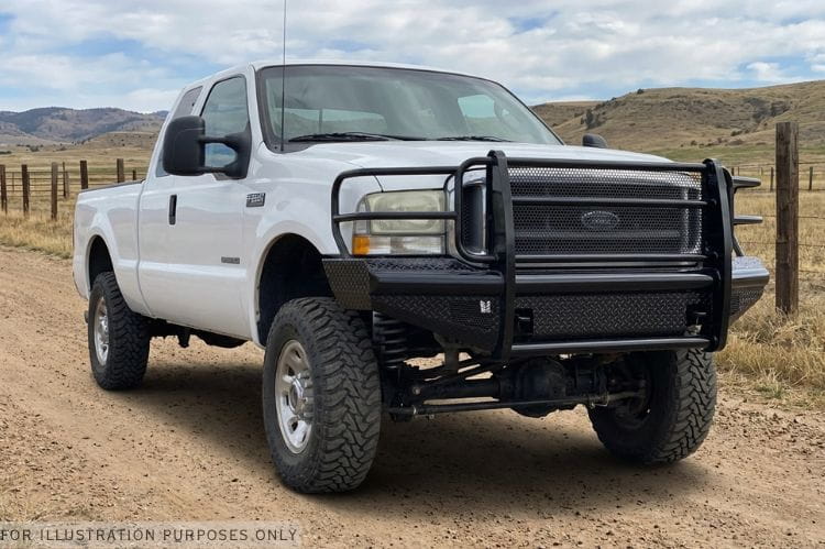 Front and rear bumpers Fab Fours Workhorse kit with Black Steel protection for 2004 Ford F250 Super Duty rugged work truck