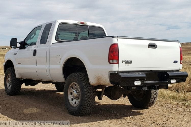 Front and rear bumpers Fab Fours Workhorse kit with Black Steel protection for 2004 Ford F250 Super Duty rugged work truck