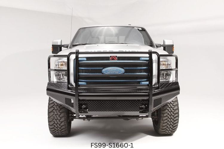 Front and rear bumpers Fab Fours Workhorse kit with Black Steel protection for 2004 Ford F250 Super Duty rugged work truck