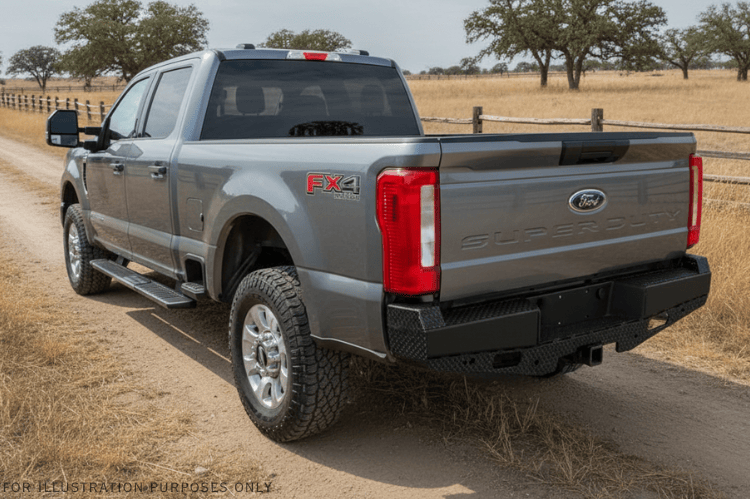 2024 Ford F250 Super Duty with the Workhorse Kit equipped with Ranch Hand front and rear bumpers for rugged performance and maximum heavy-duty protection.