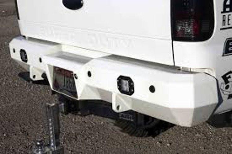 Fusion Ford F250/F350 Superduty 2008-2015 Rear Bumper Raw Finish Dual Cut-outs for Fogs, 10" Single Row in Center(Sold Separately) 0815SDRBDLBS