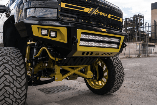 Bodyguard GAC15FY2B Chevy Tahoe and Suburban 1500 2015-2020 A2L Base Front Bumper Sensors Double Light Bar Cutout Bare Metal