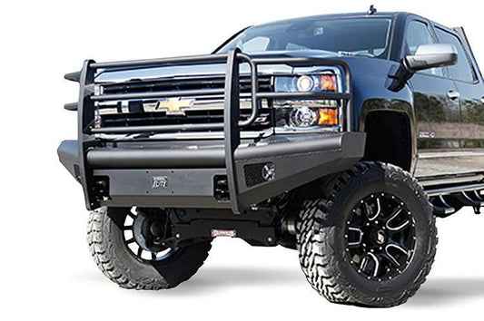 Fab Fours CH14-Q3060-1 Chevy Silverado 2500/3500 2015-2019 Black Steel Elite Front Bumper Full Guard with Tow Hooks