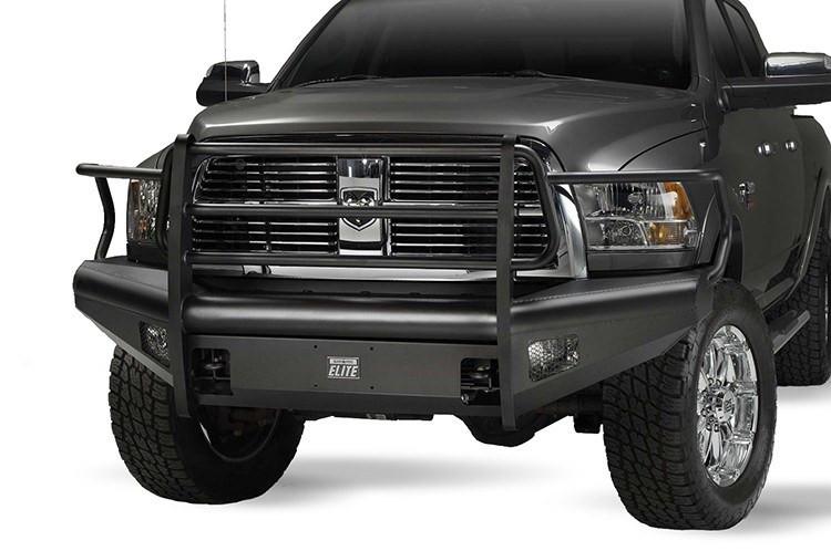 Fab Fours DR10-Q2960-1 Dodge Ram 2500/3500 2010-2018 Black Steel Elite Front Bumper Full Guard with Tow Hooks