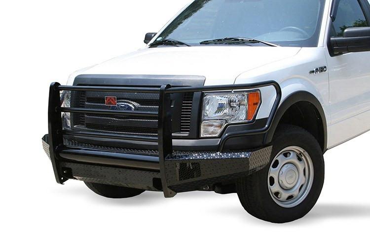 Fab Fours FF09-K1960-1 Ford F150 2009-2014 Black Steel Front Bumper Full Guard with Tow Hooks