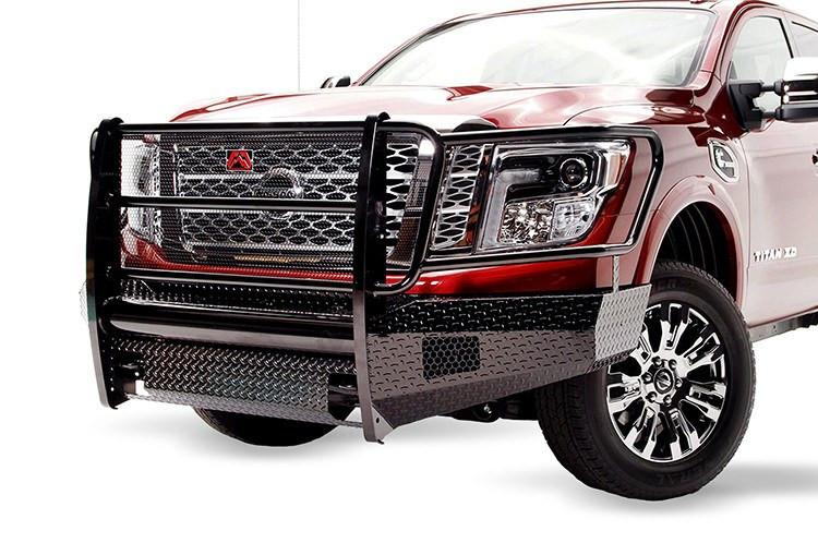 Fab Fours NT16-K3760-1 Nissan Titan XD 2016-2024 Black Steel Front Bumper Full Guard with Tow Hooks