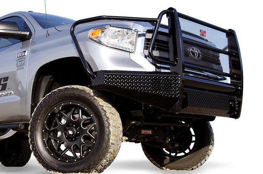 Fab Fours TT14-K2860-1 Toyota Tundra 2014-2021 Black Steel Front Bumper Full Guard with Tow Hooks