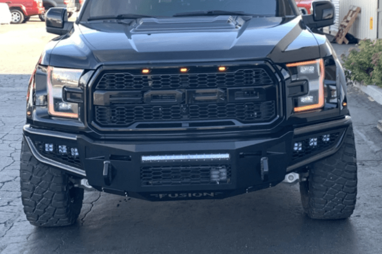 thumbnail image 2 of 2015-2017 Ford F-150 Raptor Style Steel Front Bumper With LED DRL Lights, Black 2 of 4