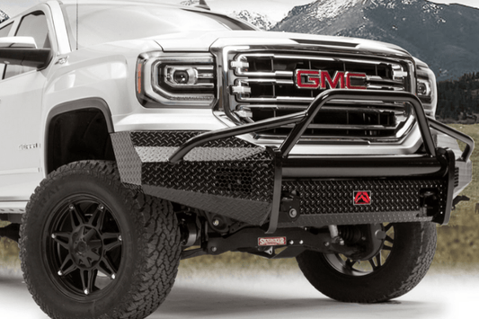 Fab Fours GM07-K2162-1 GMC Sierra 1500 2007-2013 Black Steel Front Bumper Pre-Runner Guard with Tow Hooks