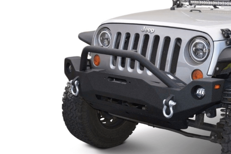 DV8 Offroad Jeep Gladiator JT 2020 Hammer Forged Front Bumper Mid-Length with Fog Light Holes Winch Ready FBSHTB-19