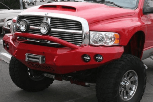 Road Armor 44044B 2003-2005 Dodge Ram 2500/3500 Stealth Front Winch Ready Bumper Pre-Runner Style, Black Finish and Round Fog Light Hole