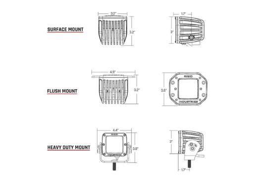 Rigid Industries 212213 D-Series PRO Spot Flush Mount 3''