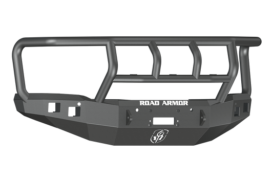 Road Armor Stealth 214R2B 2014-2015 GMC Sierra 1500 Front Winch Bumper, Black, Titan II, Square Light Port