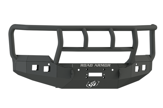 Road Armor Stealth 215R2B 2015-2017 GMC Sierra 2500/3500 Winch Front Bumper, Square Light Port, Titan II Guard, Black, Stealth Series