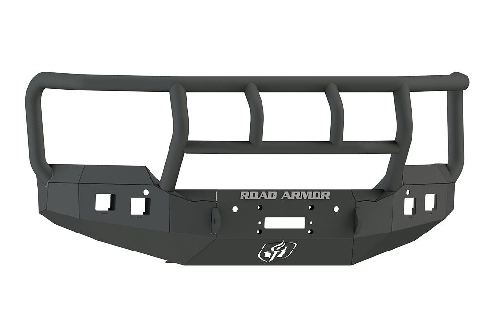 Road Armor Stealth 215R2B 2015-2017 GMC Sierra 2500/3500 Winch Front Bumper, Square Light Port, Titan II Guard, Black, Stealth Series