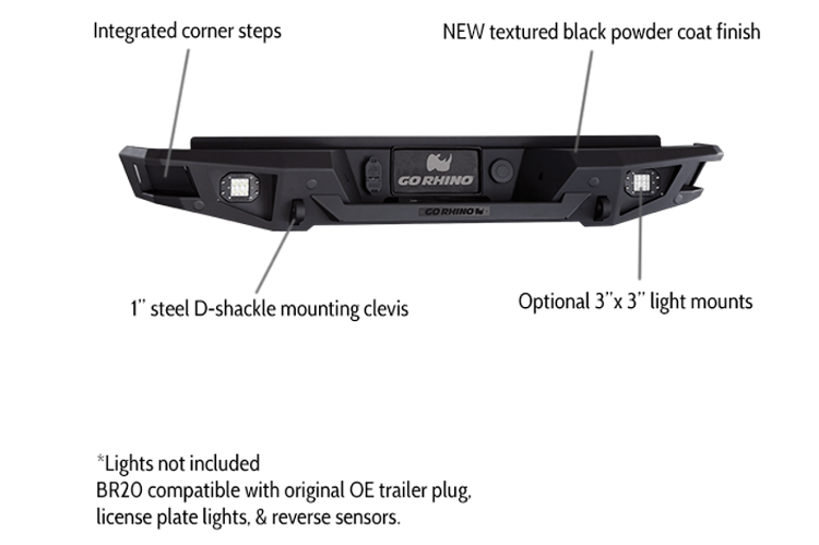 Go Rhino Dodge Ram 2500/3500 2010-2017 Rear Bumper Crew and Standard Cab Pickup 28219T