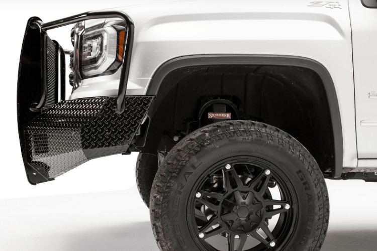 Fab Fours GM07-K2160-1 GMC Sierra 1500 2007-2013 Black Steel Front Bumper Full Guard with Tow Hooks