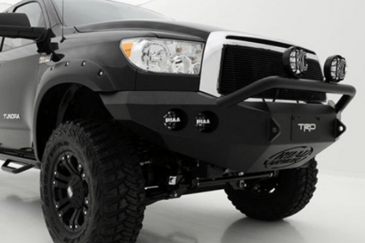 Road Armor 99034Z 2007-2013 Toyota Tundra Stealth Front Winch Ready Bumper Pre-Runner Style, Raw Finish and Round Fog Light Hole