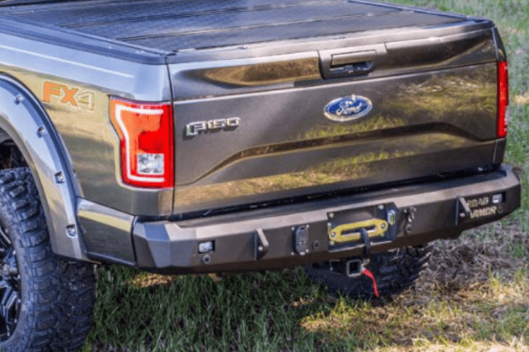 Road Armor 61600Z 2015-2017 Ford F150 Stealth Rear Winch Ready Bumper Raw Finish and Rectangle Fog Light Hole
