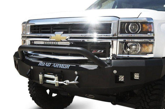 Road Armor 314R4B 2014-2015 Chevy Silverado 1500 Winch Front Bumper, Pre-Runner Guard, Square Light Port, Winch-Ready, Black