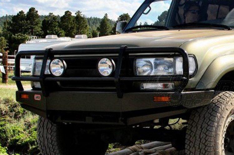 ARB 3411050 Toyota Land Cruiser 1990-1997 Deluxe Front Bumper 80 Series Winch Ready with Grille Guard, Black Powder Coat Finish