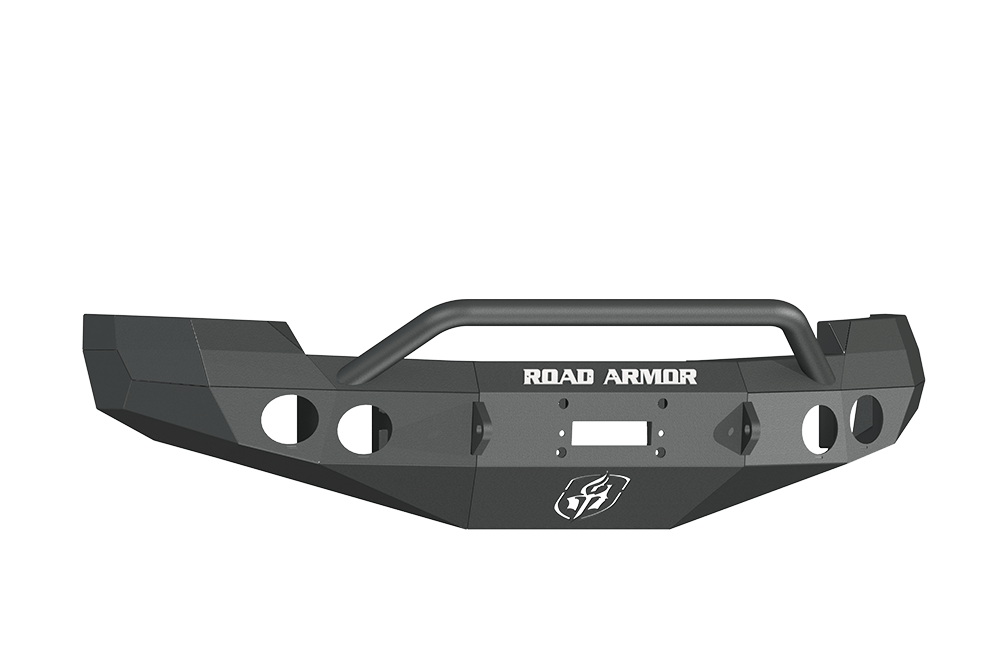 Road Armor 37204B 2008-2010 Chevy Silverado 2500/3500 Front Bumper, Pre-Runner Guard, Black, Round Light Port, Winch Ready, Stealth Series