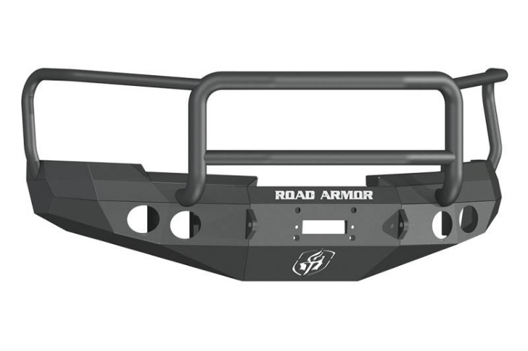 Road Armor Stealth 37705B 2008-2013 Chevy Silverado 1500 Front Winch Ready Bumper Lonestar Guard, Black Finish and Round Fog Light Hole