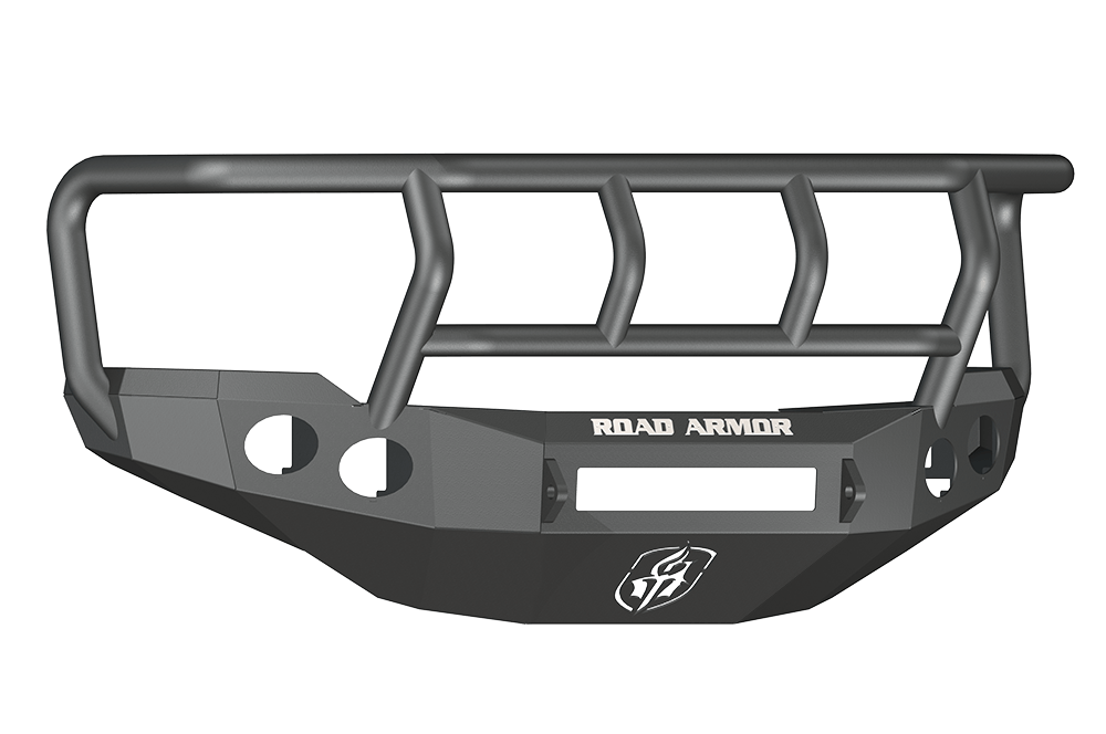 Road Armor 38202B-NW 2011-2014 Chevy Silverado 2500/3500 Front Bumper, Non-Winch, Round Fog Light Hole, Titan II Guard, Black