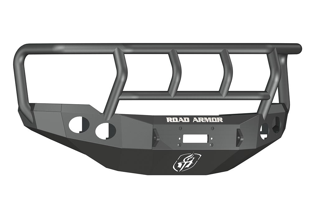 Road Armor 38202B 2011-2014 Chevy Silverado 2500/3500 Front Bumper, Winch-Ready, Round Fog Light Hole, Titan II Guard, Black