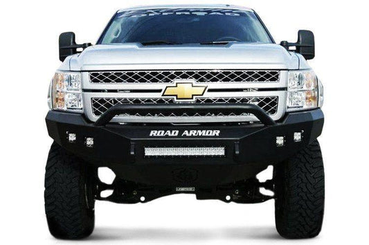 Road Armor 382R4B 2011-2014 Chevy Silverado 2500/3500 Front Bumper, Stealth Series, Winch Ready, Square Light Port, Pre-Runner Guard, Black