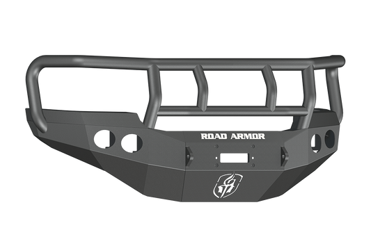 Road Armor 38402B 2011-2014 GMC Sierra 2500/3500 Front Bumper, Winch-Ready, Round Fog Light Hole, Titan II Guard, Black