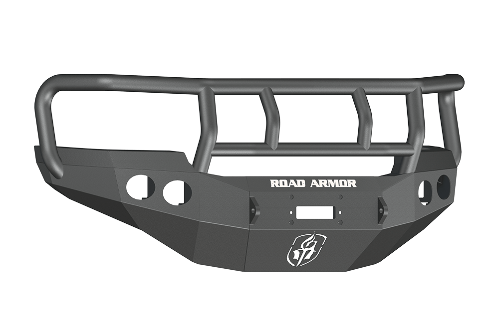 Road Armor 38402B 2011-2014 GMC Sierra 2500/3500 Front Bumper, Winch-Ready, Round Fog Light Hole, Titan II Guard, Black