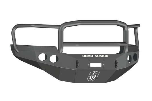 Road Armor 38405B 2011-2014 GMC Sierra 2500/3500 Front Bumper, Stealth Series, Winch-Ready, Round Fog Light Hole, Lonestar Guard, Black