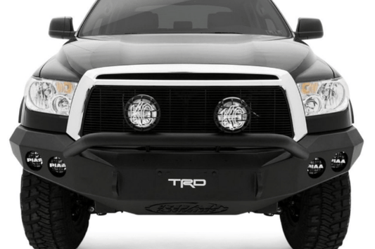 Road Armor 99034Z 2007-2013 Toyota Tundra Stealth Front Winch Ready Bumper Pre-Runner Style, Raw Finish and Round Fog Light Hole